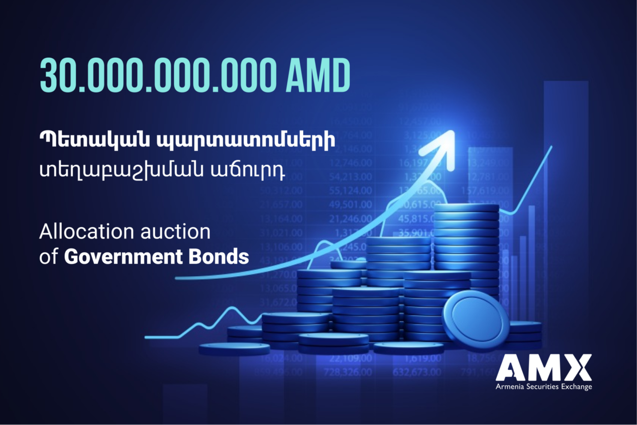 Տեղի են ունեցել 30 մլրդ դրամ ծավալով պետական պարտատոմսերի տեղաբաշխման աճուրդ