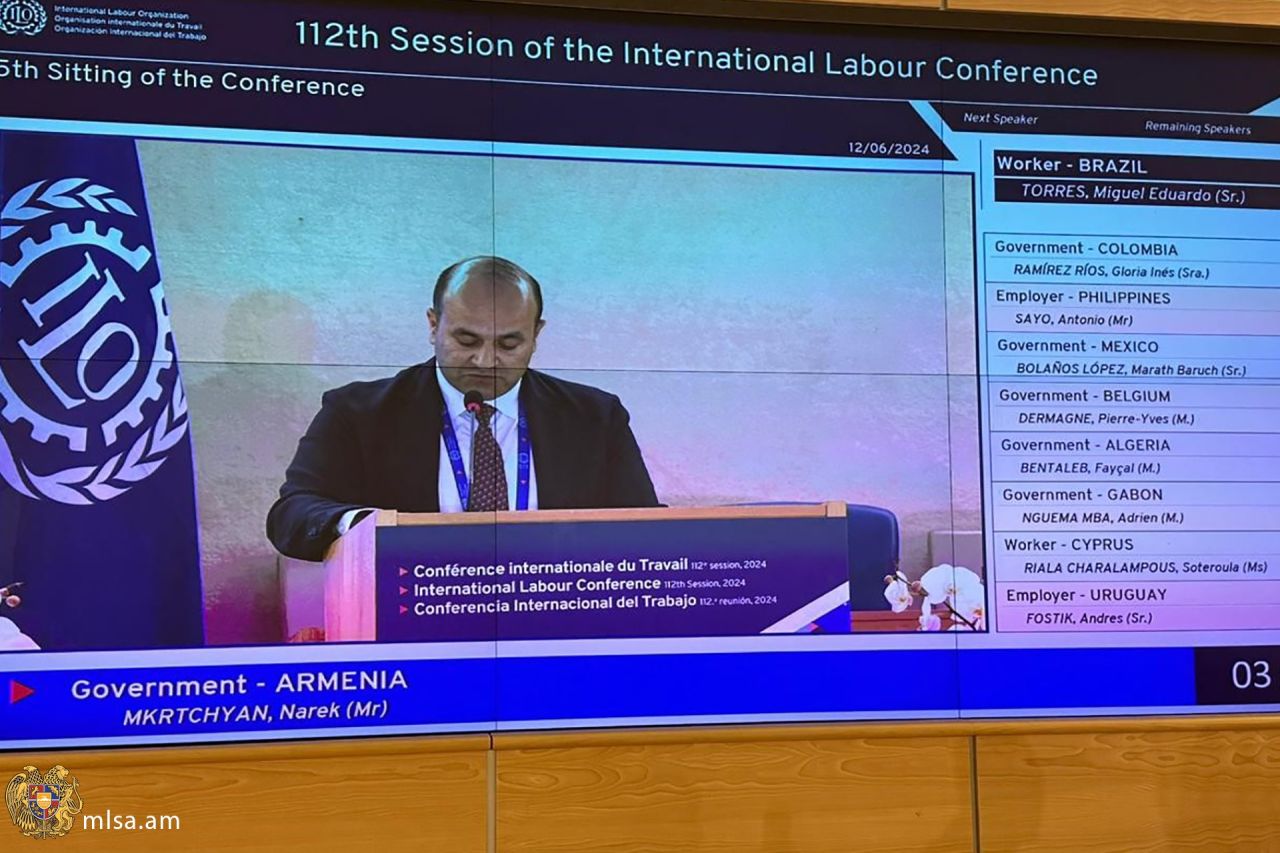 Նարեկ Մկրտչյանը հանդես է եկել ելույթով՝ Ժնևում անցկացվող Աշխատանքի միջազգային համաժողովի 112-րդ նստաշրջանում