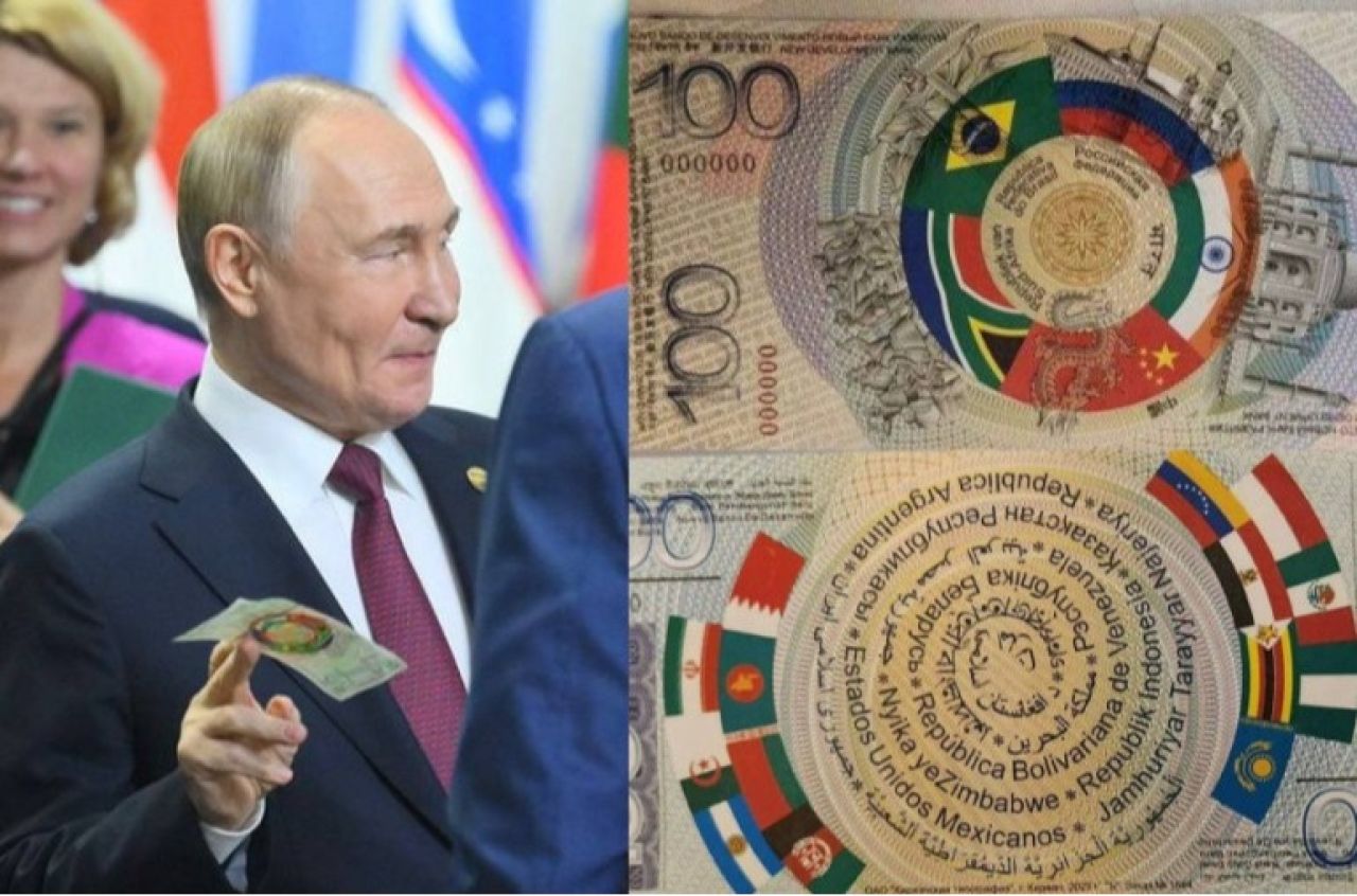 ԲՐԻԿՍ-ում Պուտինի ձեռքում լուսանկարել են ենթադրյալ միասնական արժույթի թղթադրամը