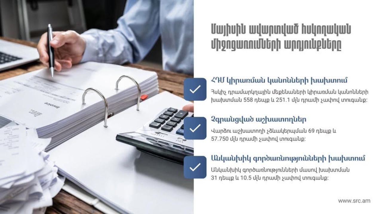 ՊԵԿ՝ մայիսի հսկողական աշխատանքների արդյունքներ